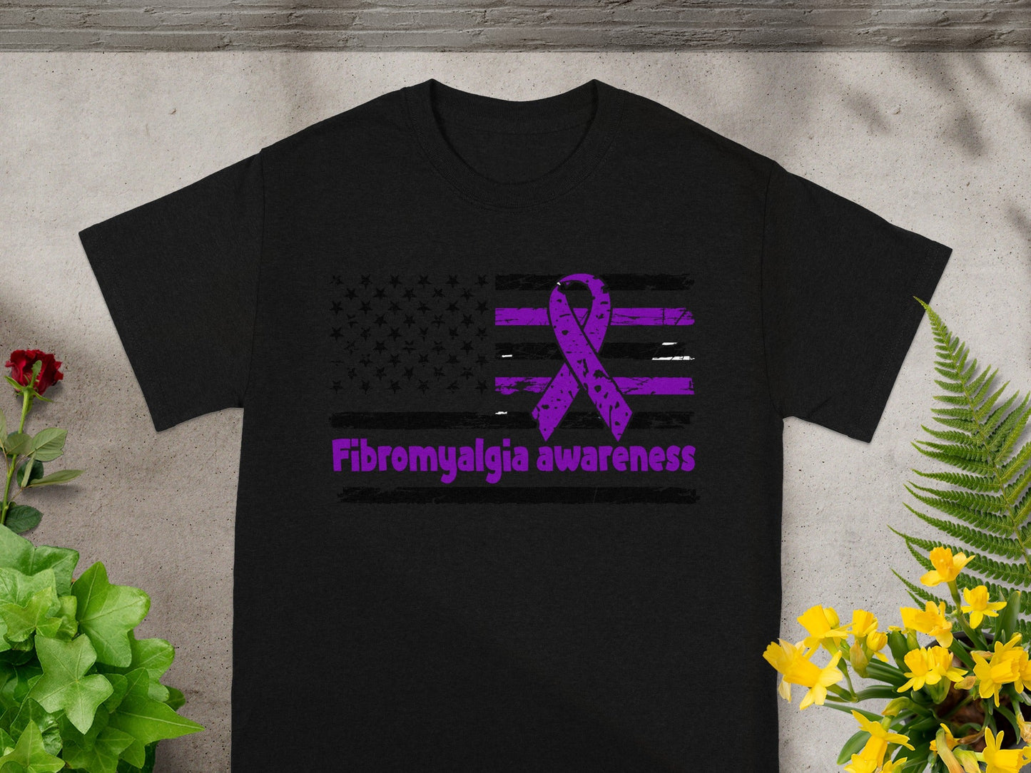 Fibromyalgia Awareness Purple Ribbon Graphic T-shirt