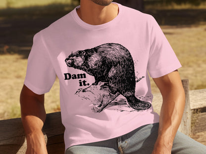 Dam It Beaver Graphic Pink T-Shirt
