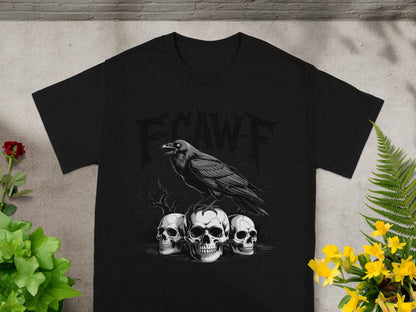 F-Caw-F Raven and Skulls Dark Graphic Art T-Shirt