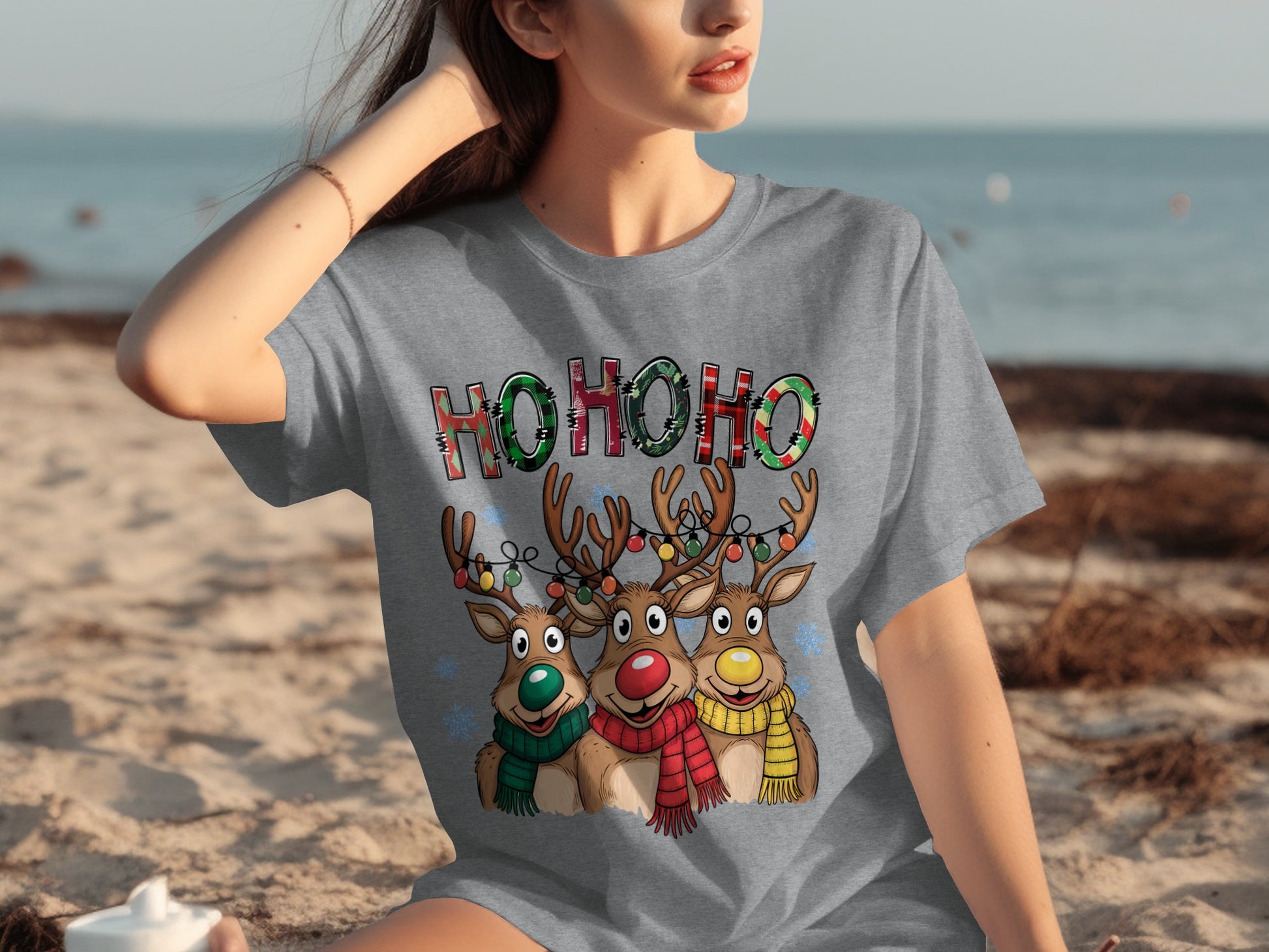 Ho Ho Ho Christmas Reindeer Graphic T-shirt