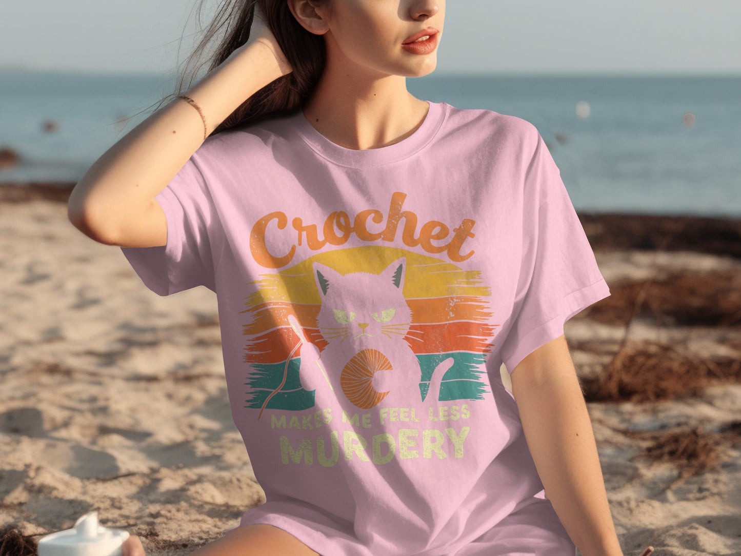 Crochet Makes Me Feel Less Murdery T-shirt