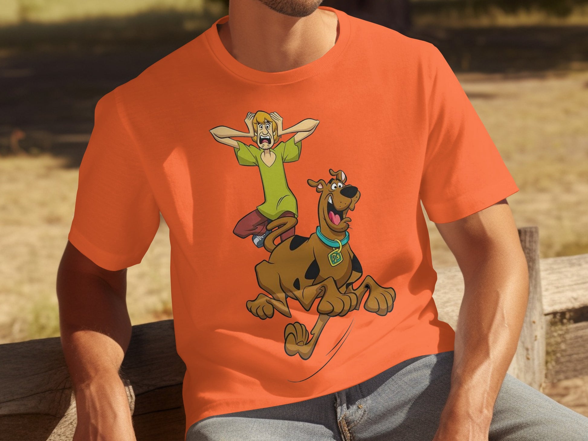 Scooby-Doo and Shaggy Orange T-Shirt Cartoon Design