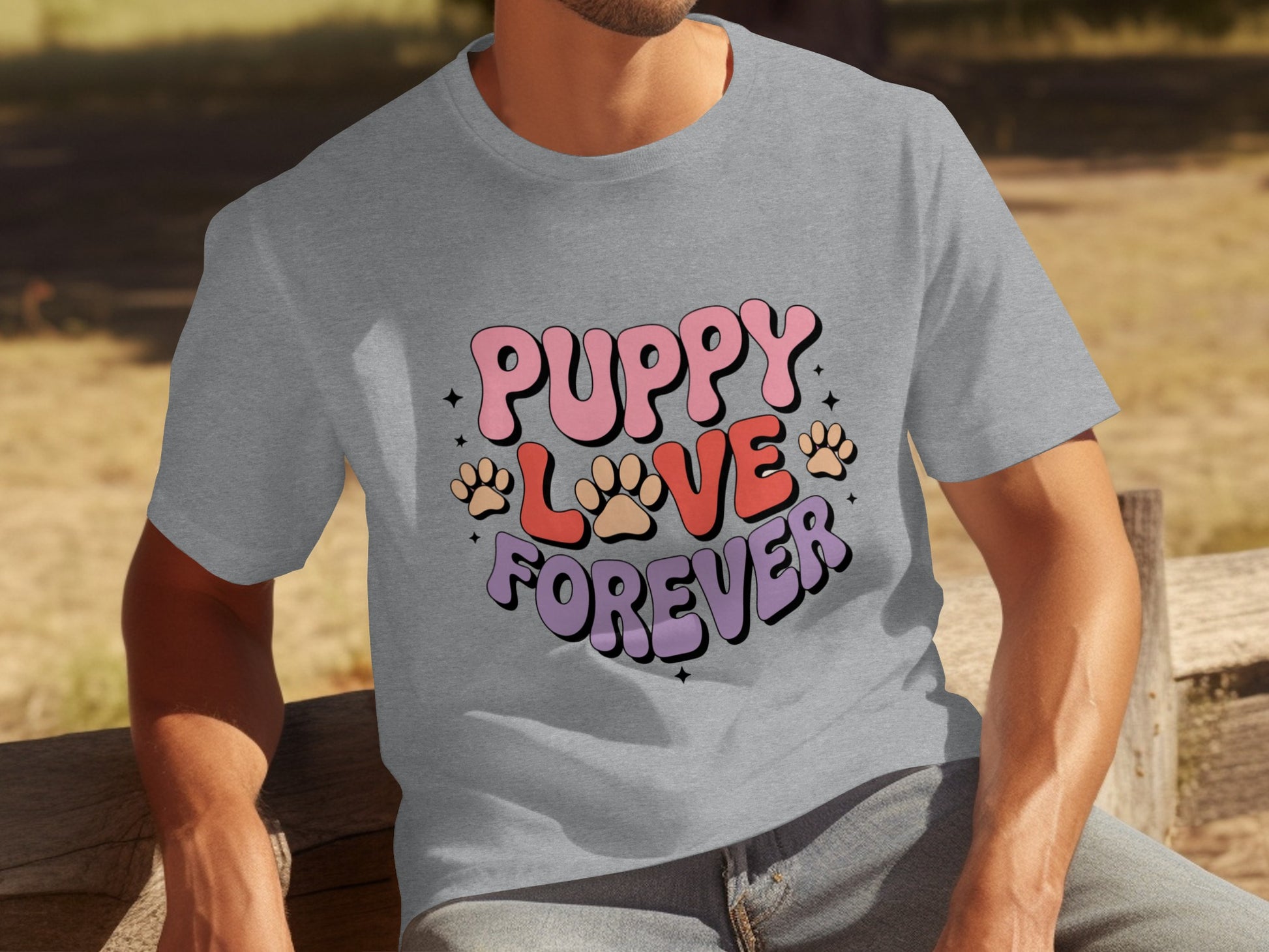 Puppy Love Forever Graphic Mens T-shirt