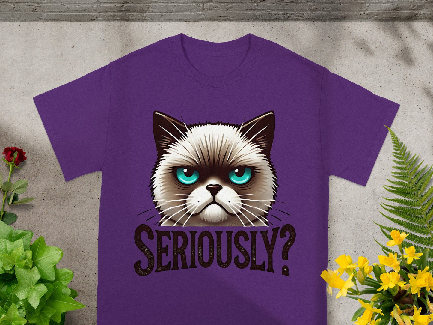 Seriously Cat Face Design T-shirt