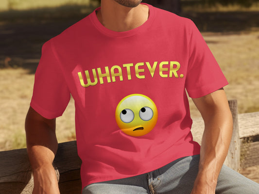 Whatever Emoji Graphic Tee Shirt in Vibrant Red Color