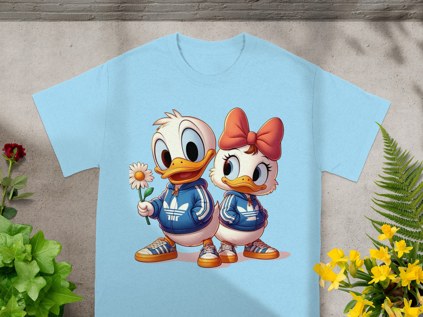 Cute Ducks in Hoodies with Daisy Cartoon T-Shirt