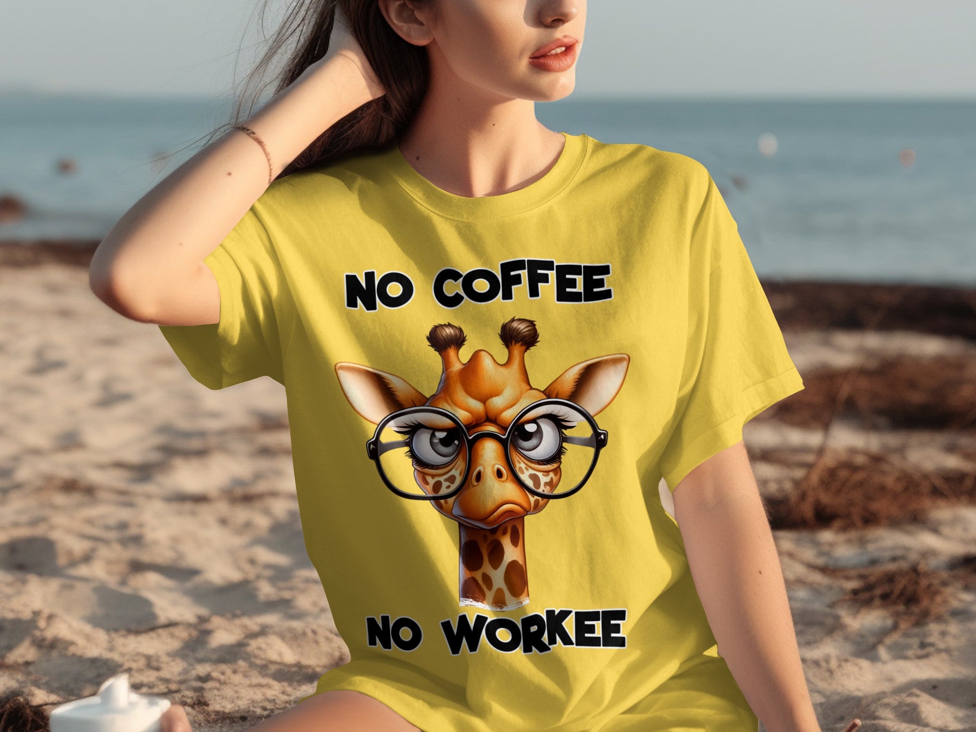 Funny No Coffee No Workee Giraffe T-Shirt Design