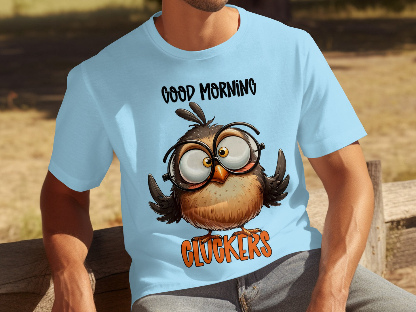 Good Morning Cluckers Funny Owl Graphic T-Shirt