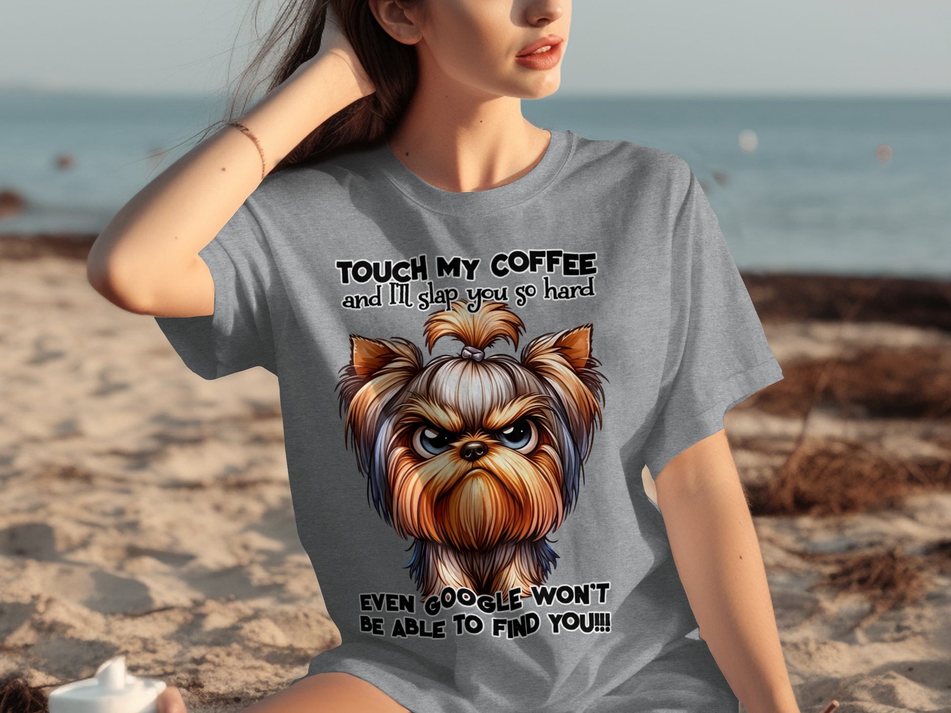 Touch My Coffee And I'll Slap You Funny Dog Shirt