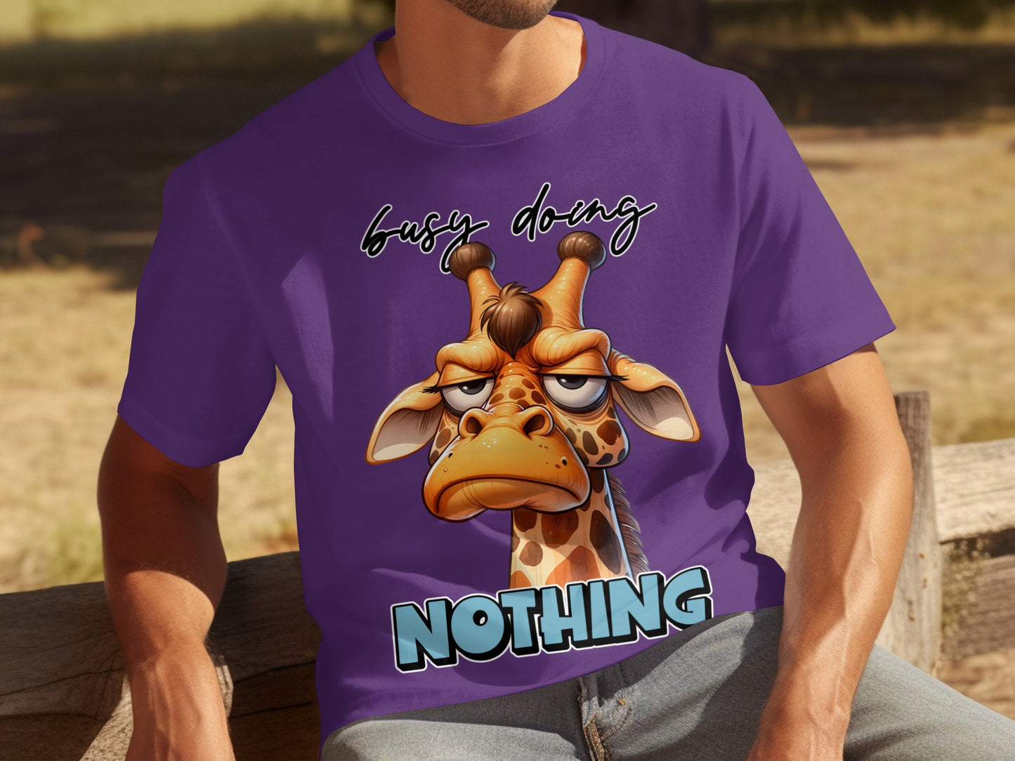 Busy Doing Nothing Giraffe Graphic Tee Shirt