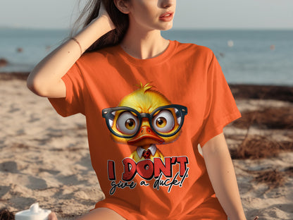 I Don't Give a Duck Funny Duck Wearing Glasses T-shirt