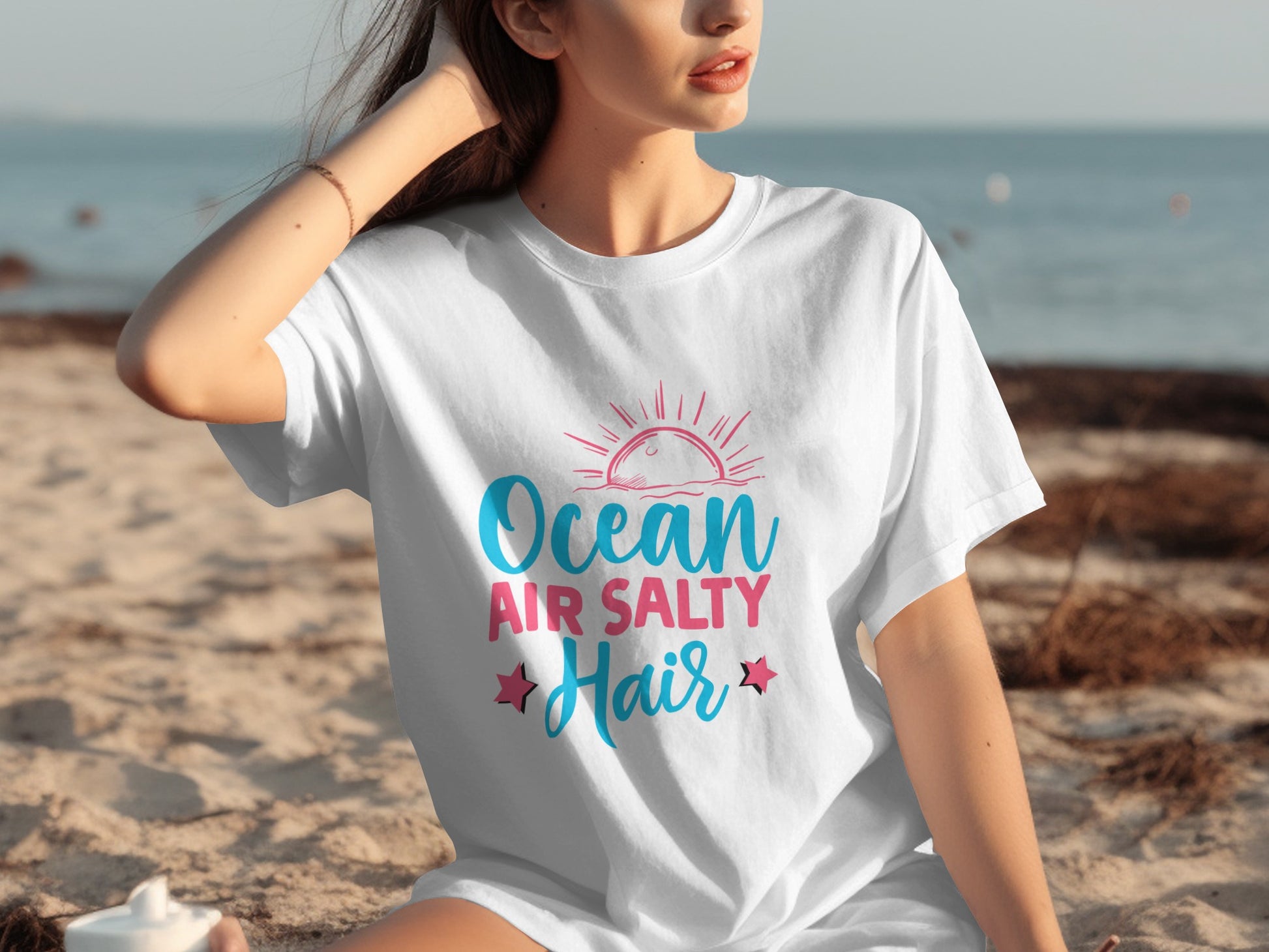 Ocean Air Salty Hair Graphic T-Shirt Beach Style