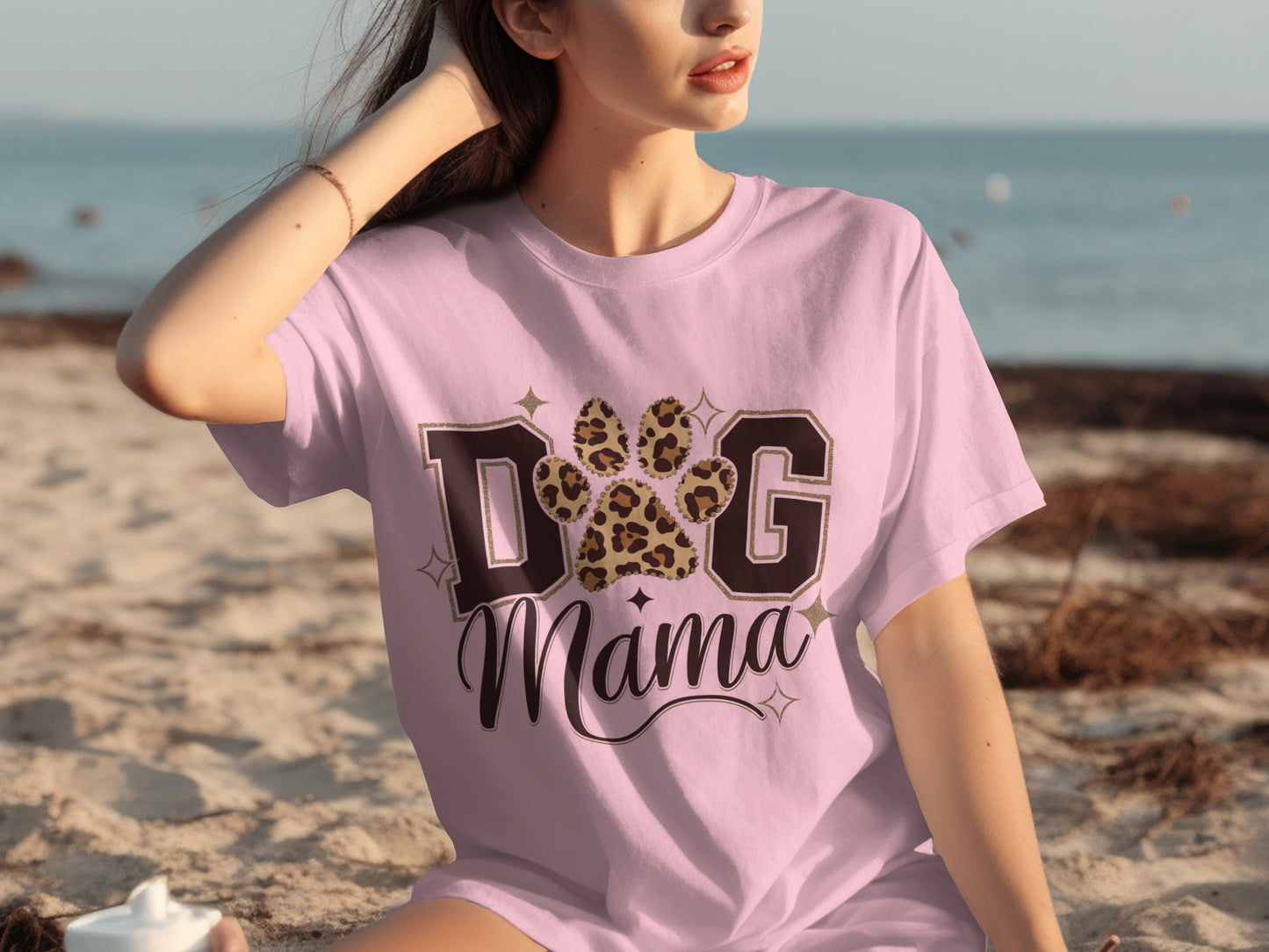 Dog Mama Leopard Paw Print Graphic T-Shirt