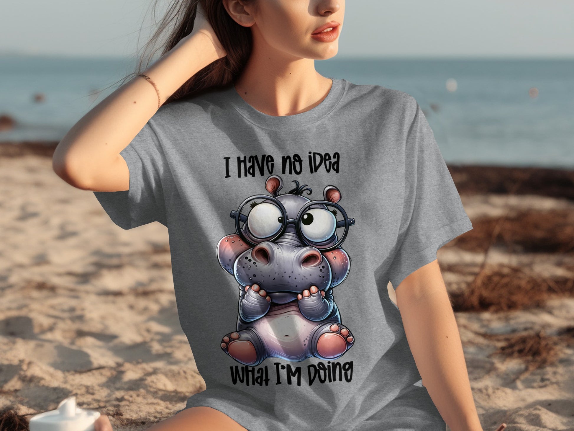 Funny Hippo Cartoon With Geek Glasses T-shirt