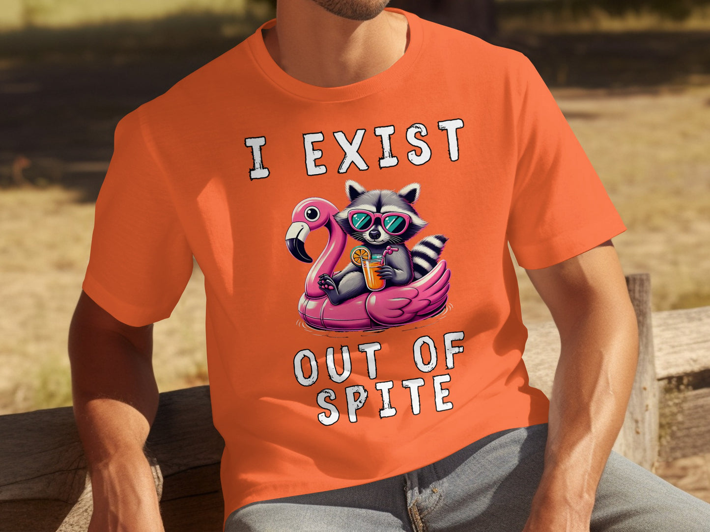 I Exist Out of Spite Raccoon Flamingo T-Shirt