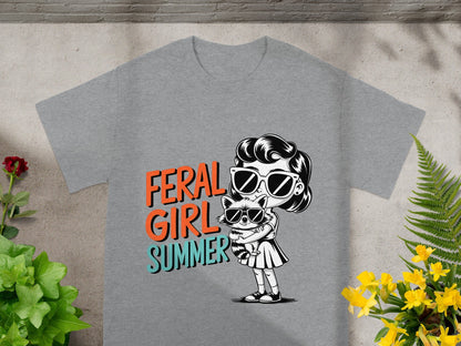 Feral Girl Summer Graphic Tee Shirt Fun Retro Style