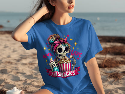 Peace Love and Snacks Skull Graphic T-Shirt