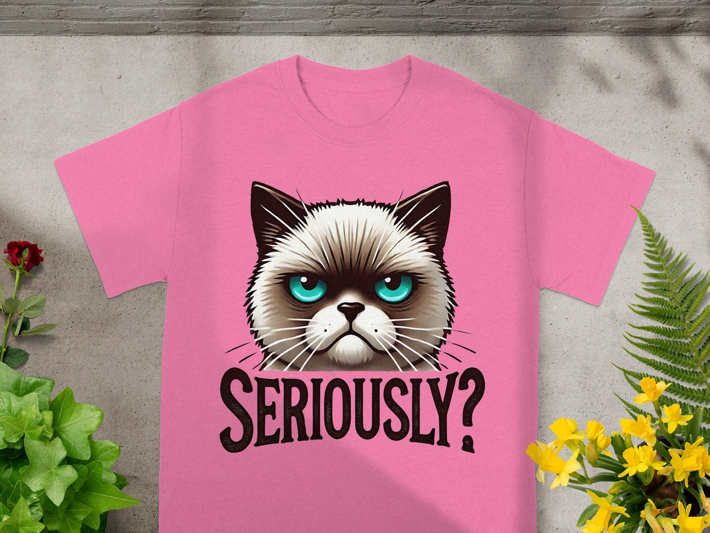 Seriously Cat Face Illustration Unisex T-Shirt