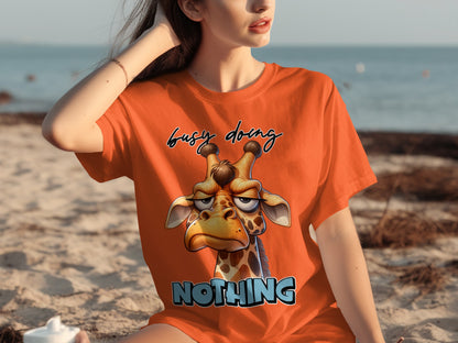Busy Doing Nothing Giraffe Graphic T-shirt