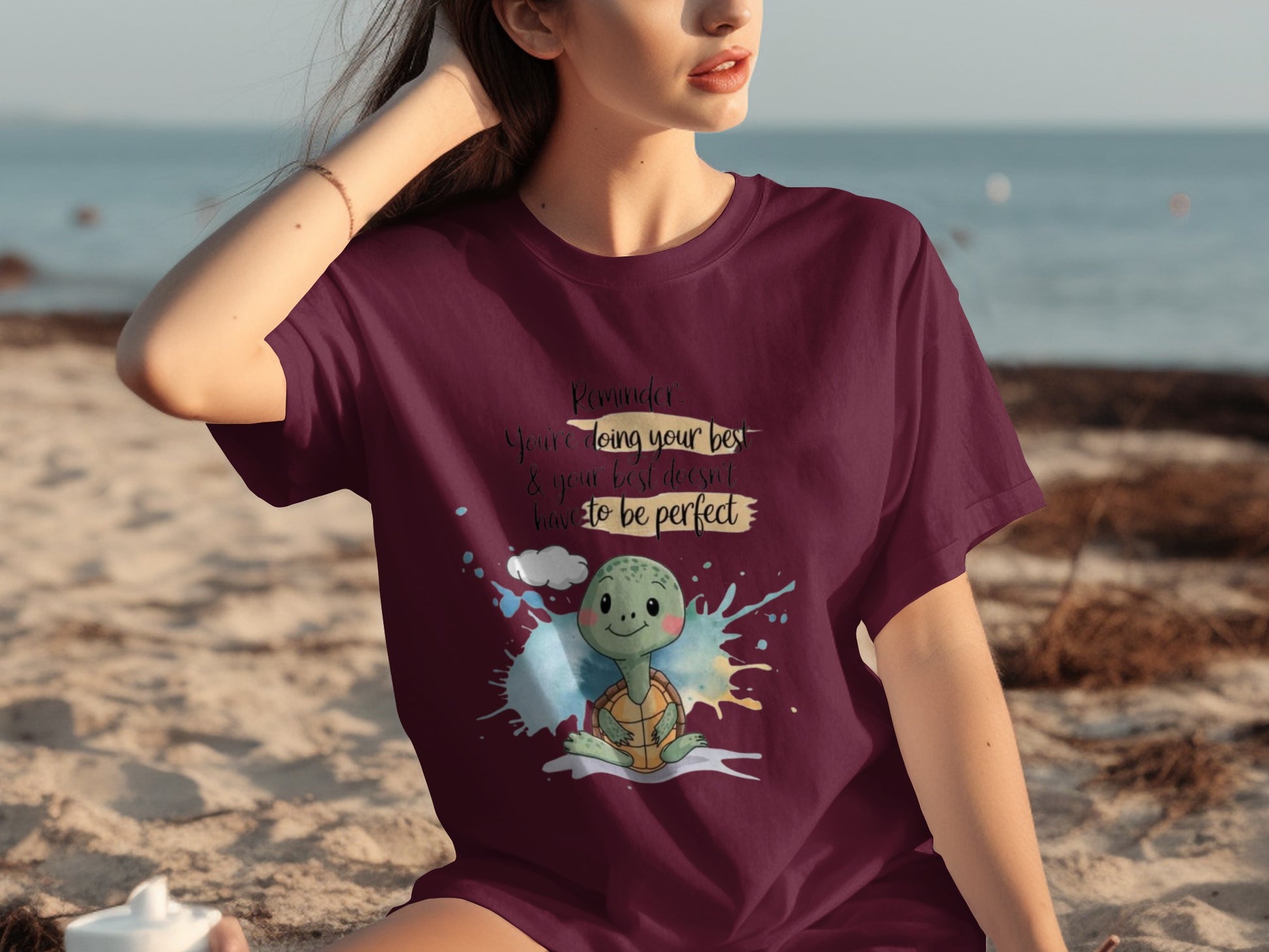 Motivational Sea Turtle Beach Design T-Shirt