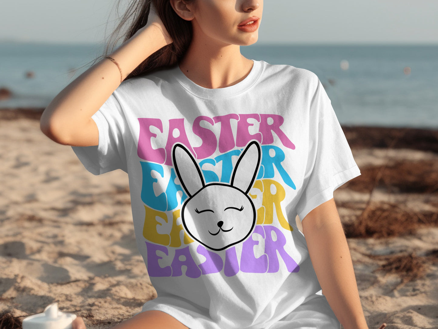 Easter Bunny Graphic Print Easter Celebration T-Shirt