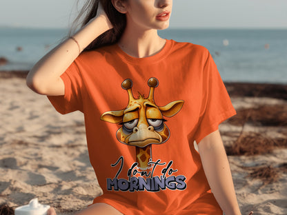 I Don't Do Mornings Giraffe Graphic T-Shirt