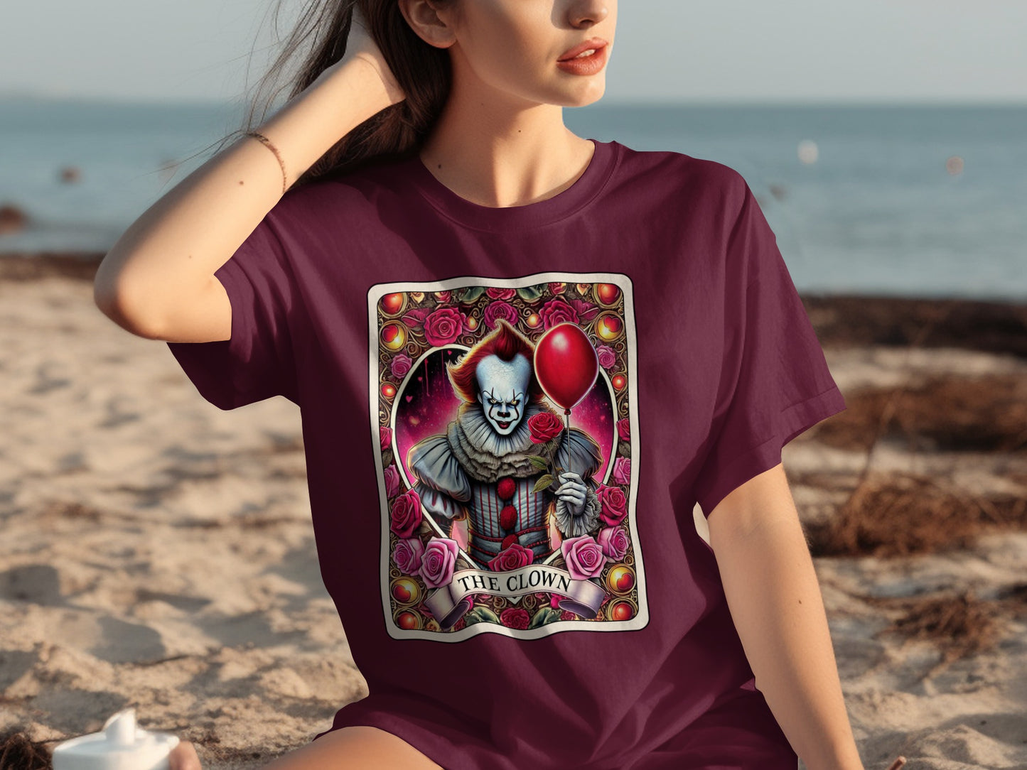 The Clown Holding Balloon Artistic Design T-shirt