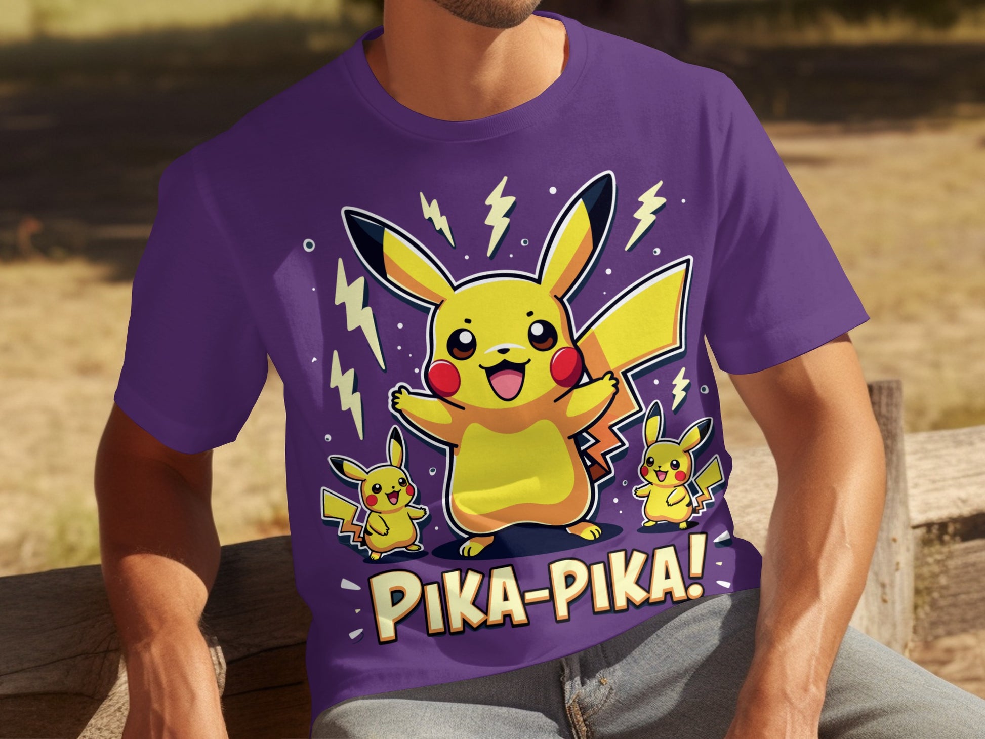 Pikachu Pika-Pika Purple T-Shirt for Pokemon Fans
