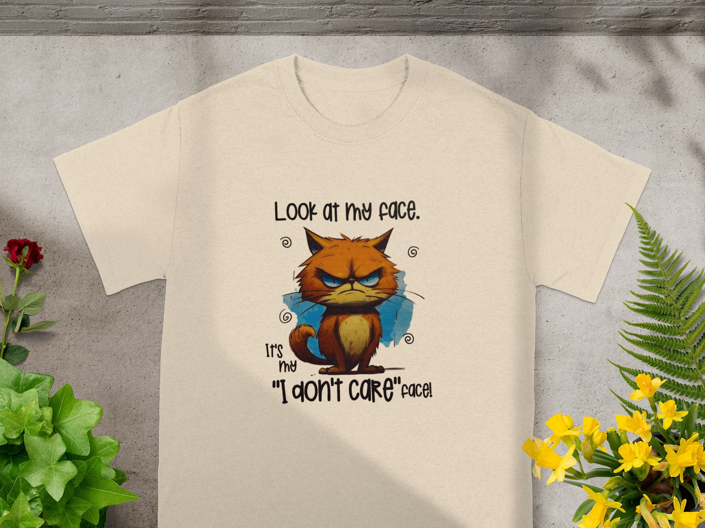 Funny Grumpy Cat Look at My Face I Dont Care T-Shirt