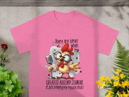 Funny Chicken Keeping Mouth Shut Accomplishment T-shirt