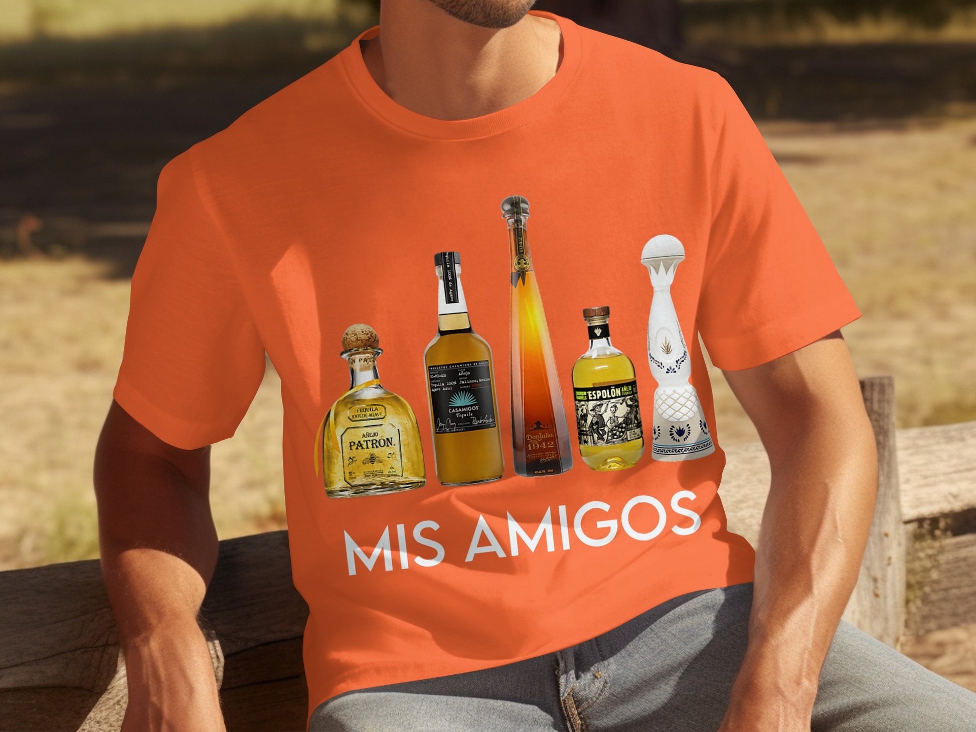 Mis Amigos Tequila Bottles Graphic T-Shirt