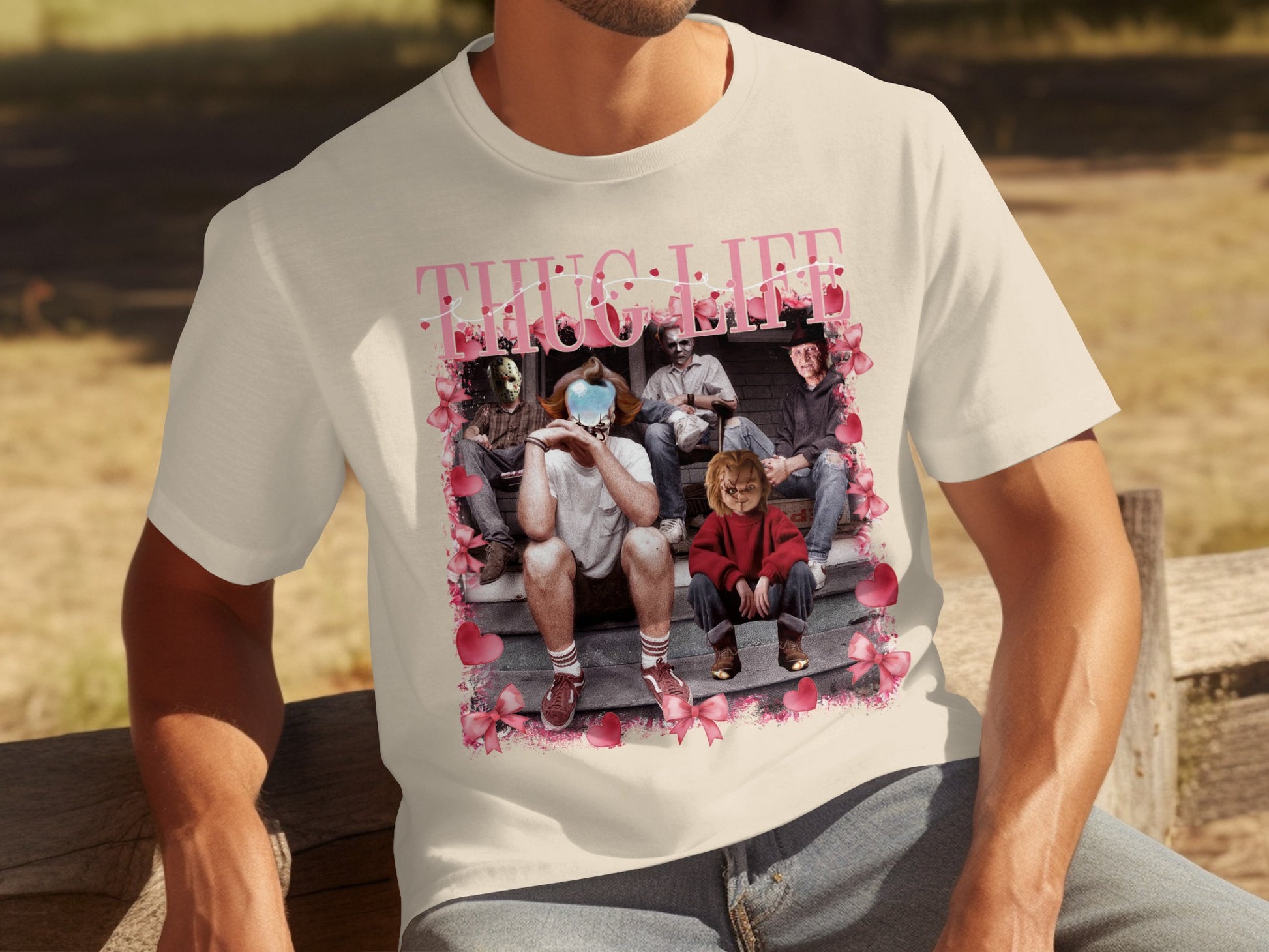 Thug Life Horror Movie Characters Graphic T-shirt