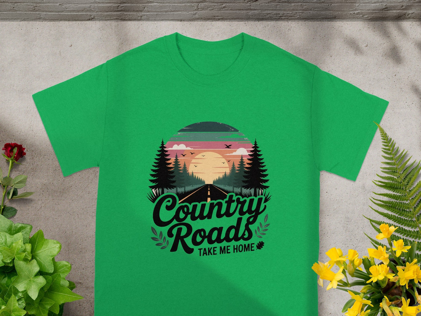 Country Roads Take Me Home T-shirt with Scenic Design