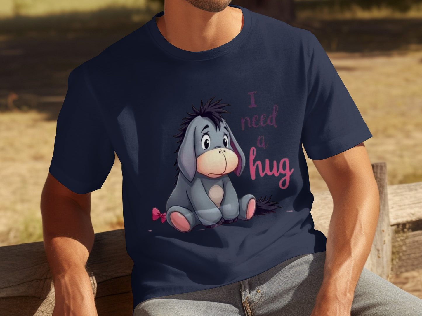 I Need A Hug Eeyore Print T-Shirt for Casual Wear