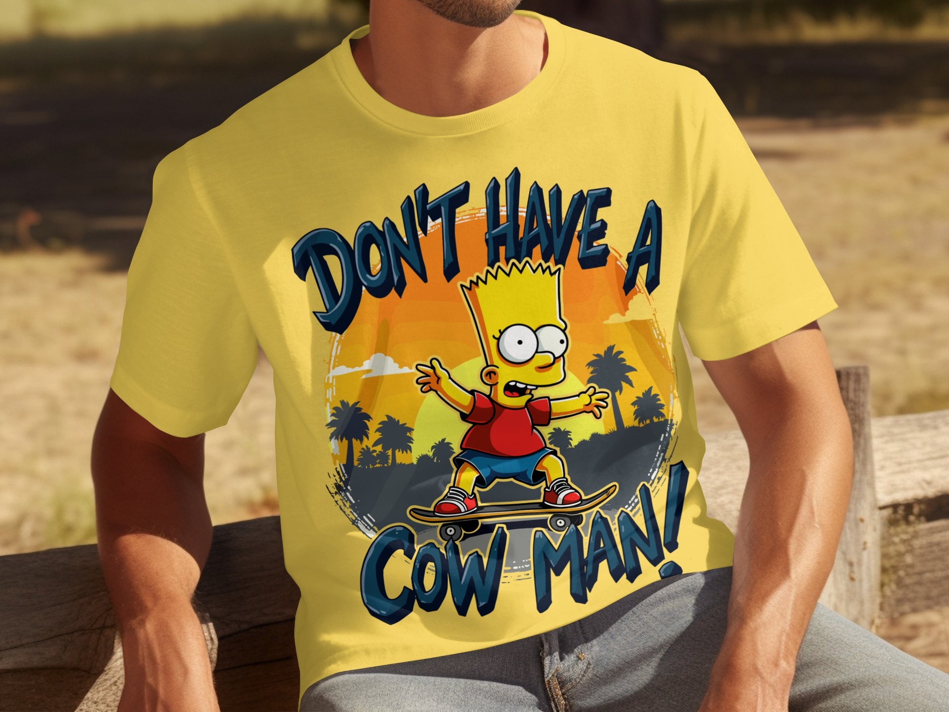 Don't Have a Cow Man Skateboard Bart Simpson T-shirt
