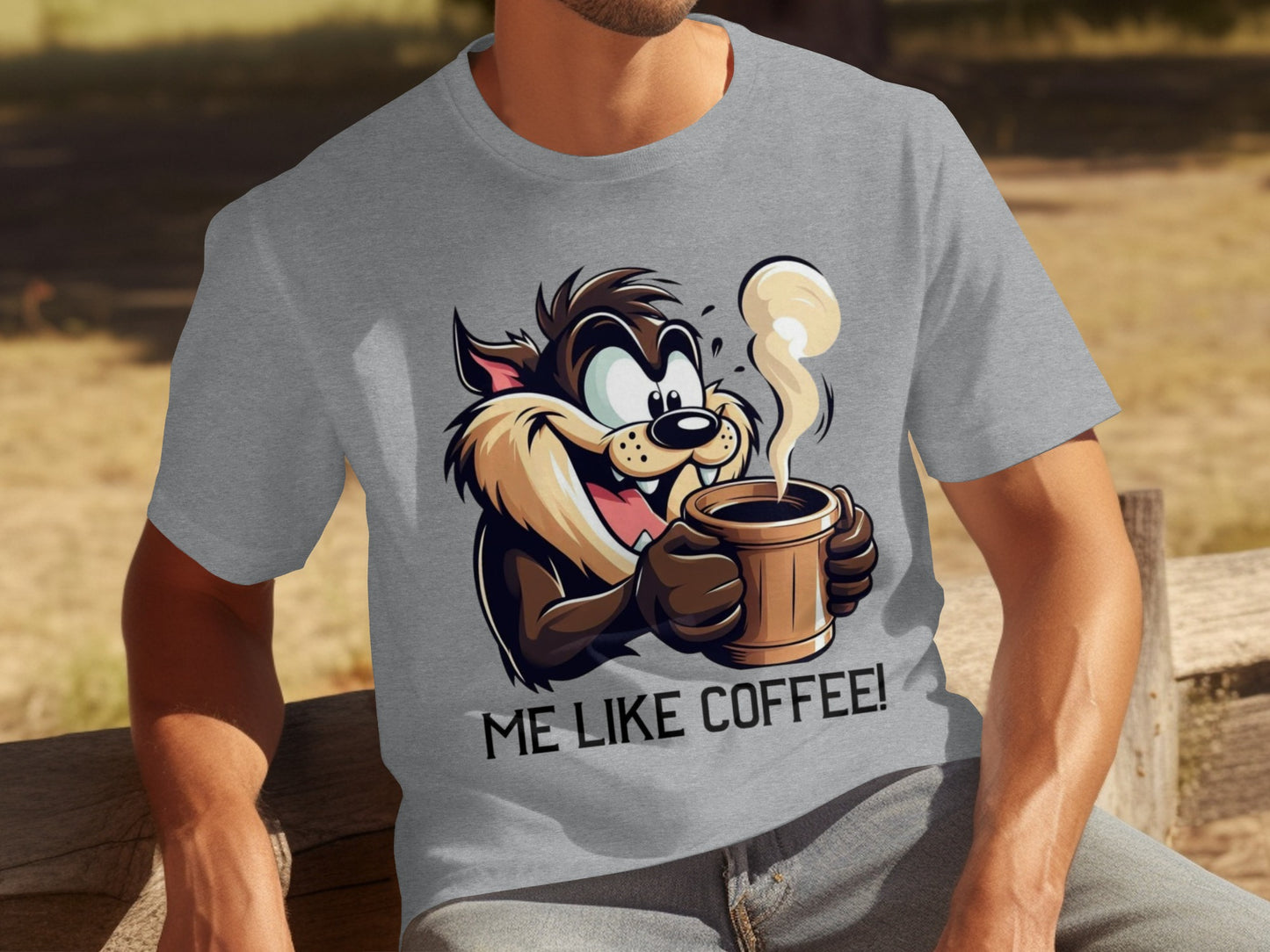 Me Like Coffee Graphic Tee Funny Cartoon Character Shirt