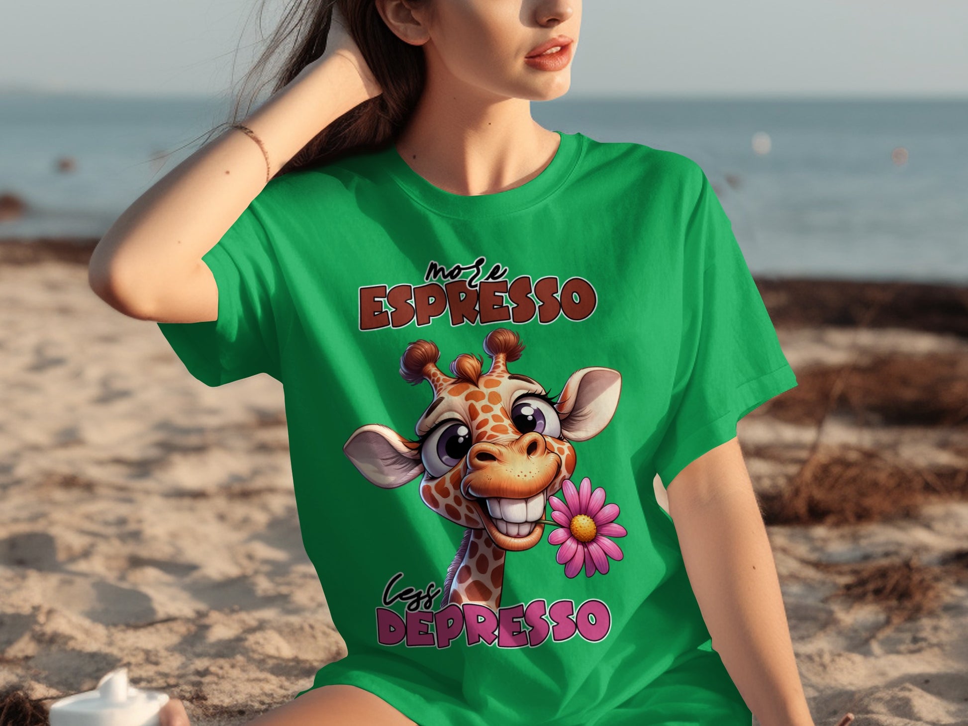 More Espresso Less Depresso Cartoon Giraffe Shirt