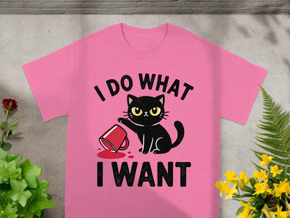 I Do What I Want Black Cat and Spilled Mug T-Shirt