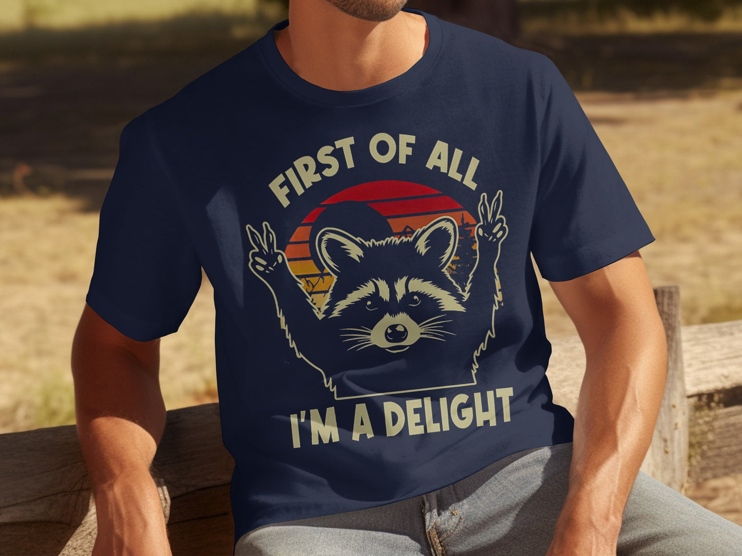 First Of All I'm A Delight Raccoon Graphic T-Shirt