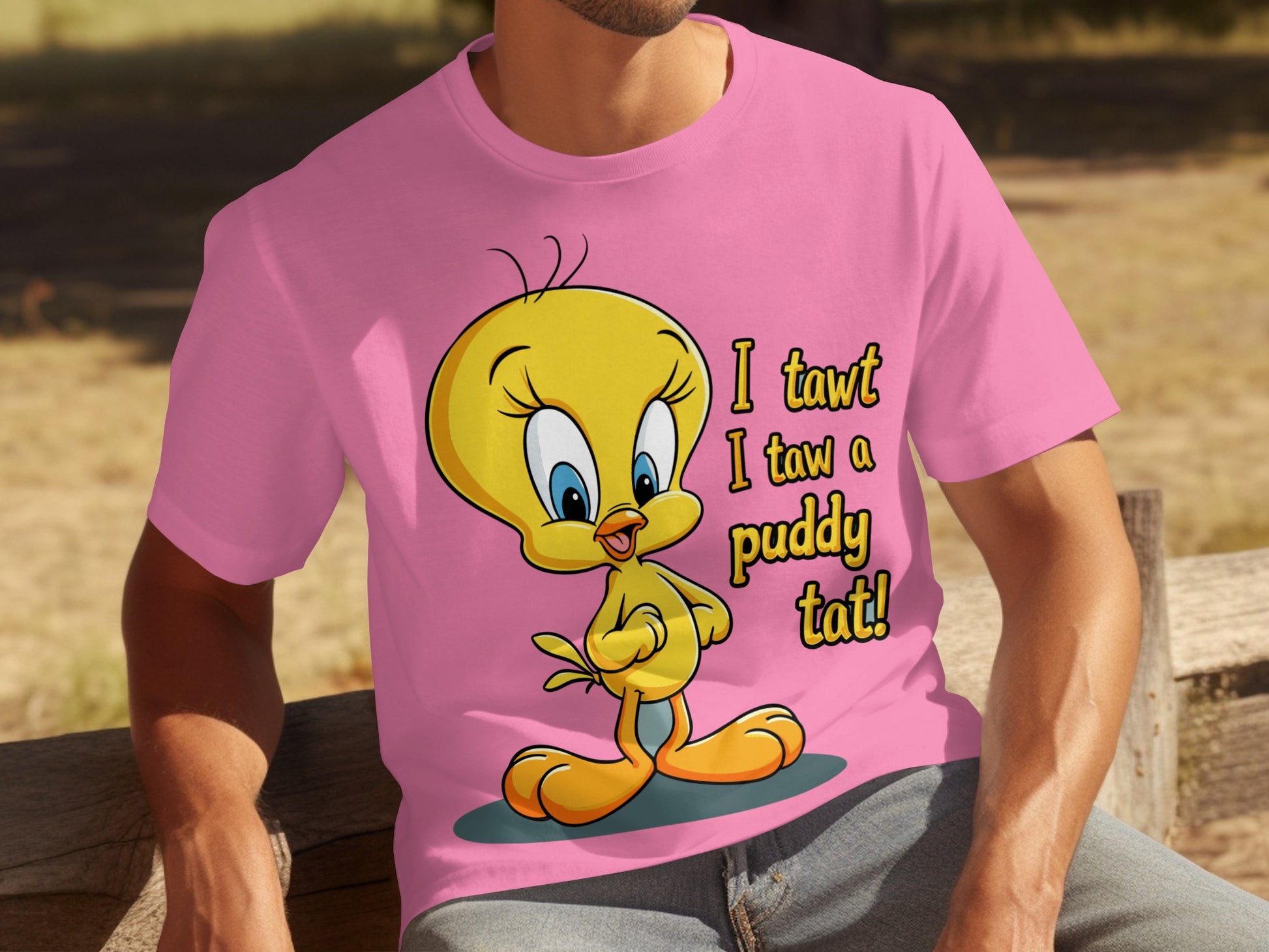 Pink T-shirt with Tweety Bird and Funny Quote Design
