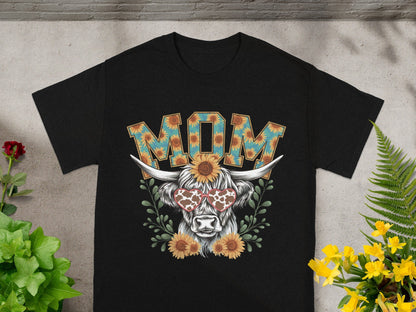 Creative Sunflower MOM and Cow Graphic T-Shirt Product
