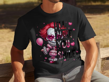 I'll Make You Smile Creepy Clown Graphic T-Shirt