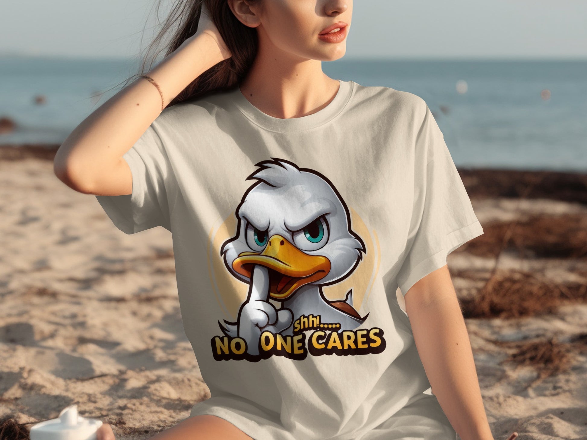 Shhh No One Cares Duck Graphic T-Shirt