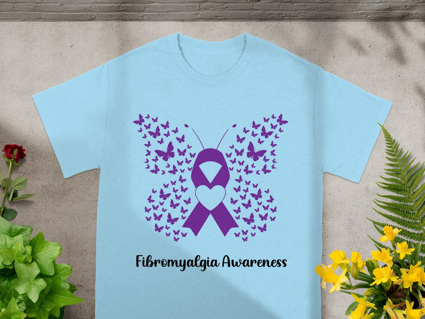 Fibromyalgia Awareness Purple Ribbon and Butterflies Shirt