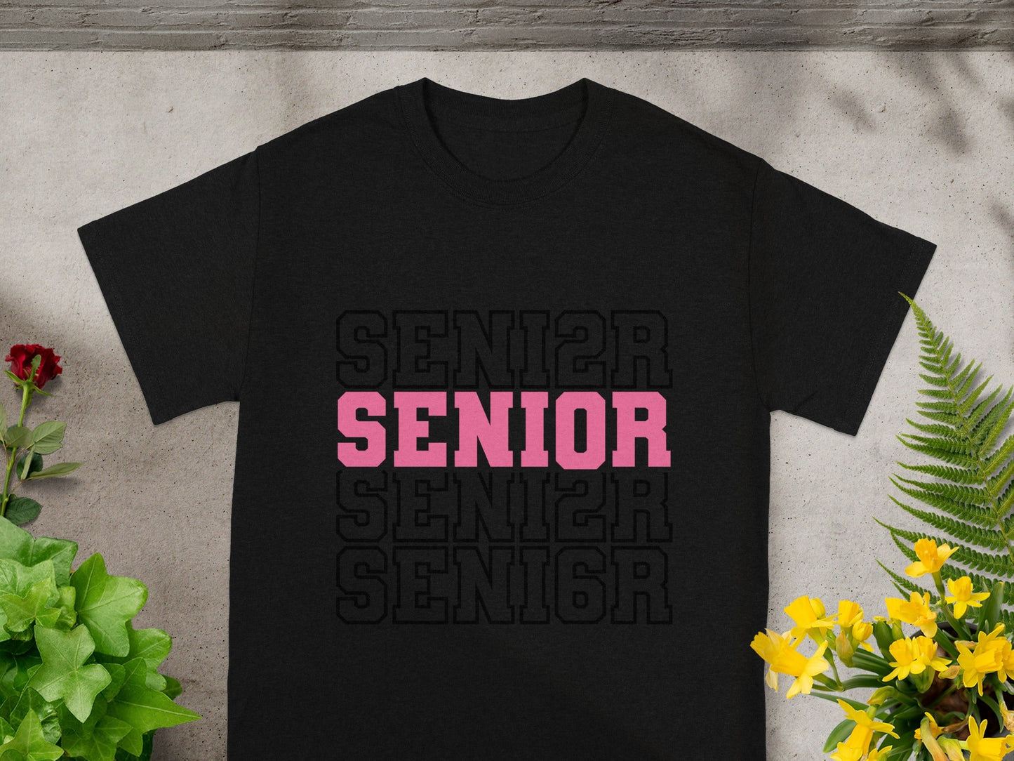 SENIOR Pink and Black Graphic Tee for Graduates