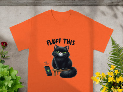 Fluff This Black Cat Humor Graphic T-Shirt