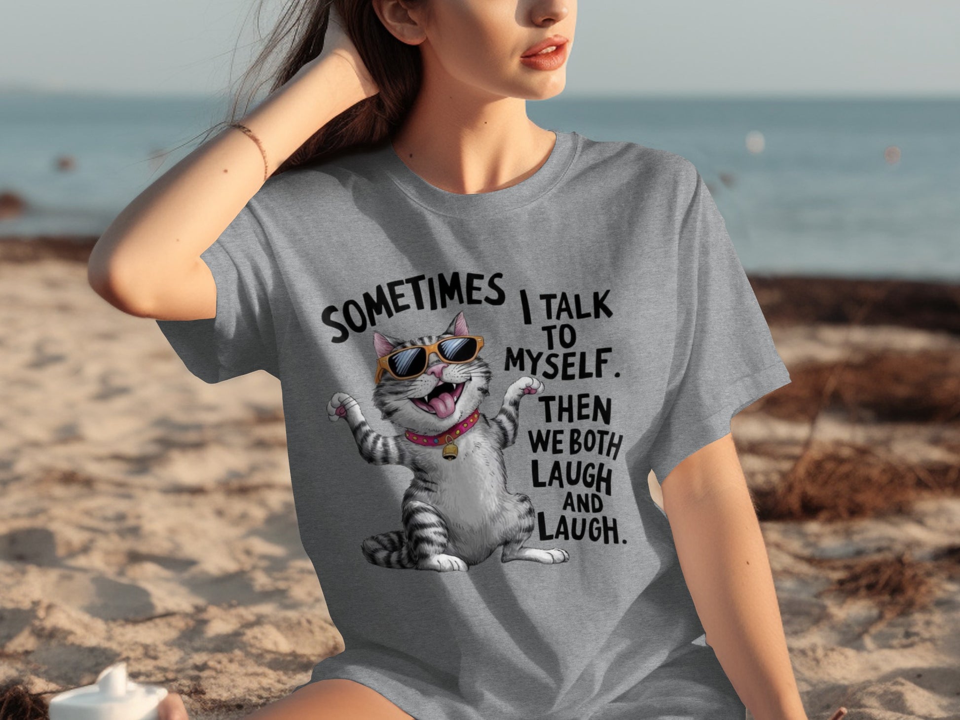 Sometimes I Talk To Myself Funny Cat Graphic T-Shirt