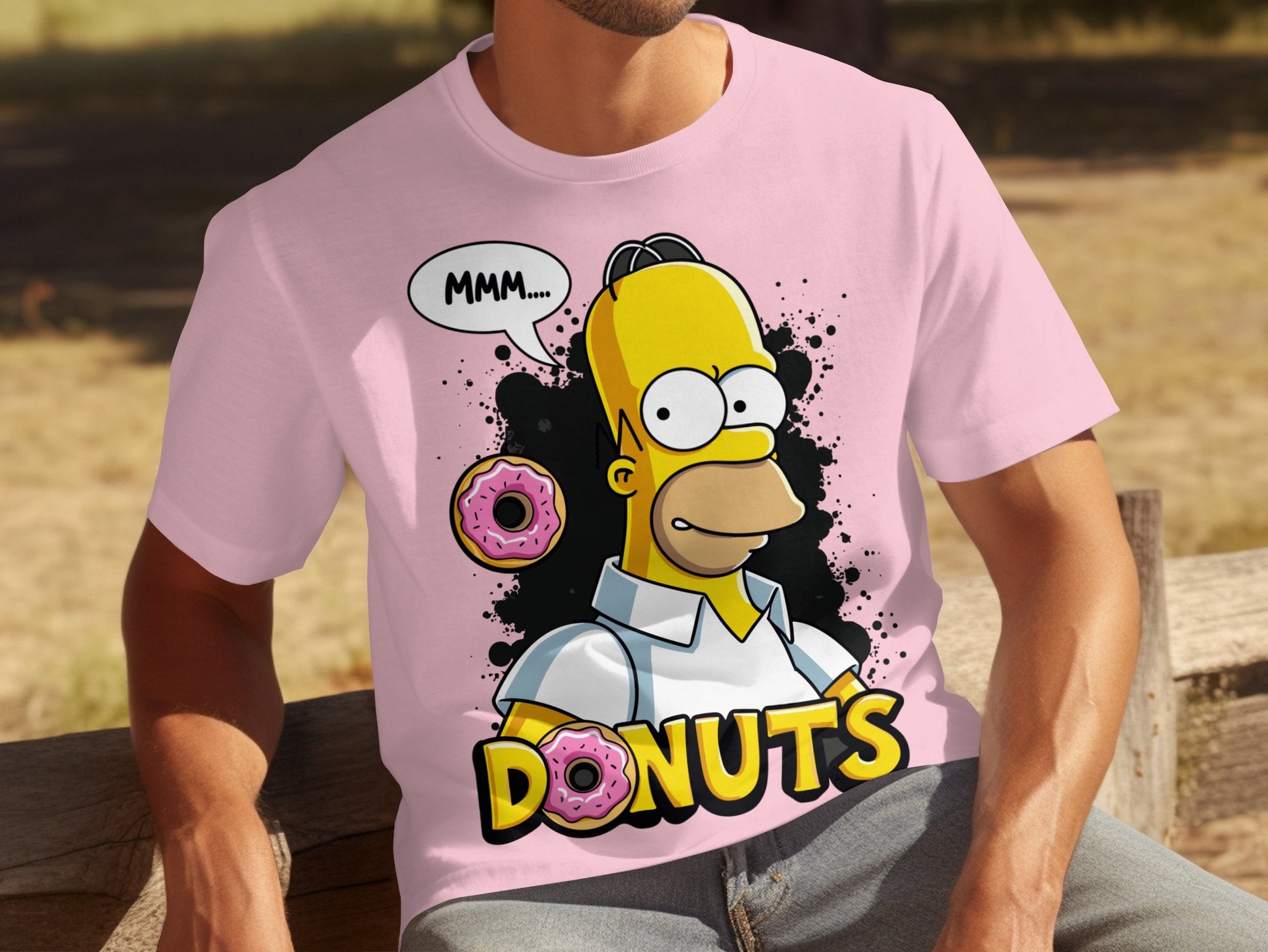 Mmm Donuts Graphic Tee with Cartoon Character Design
