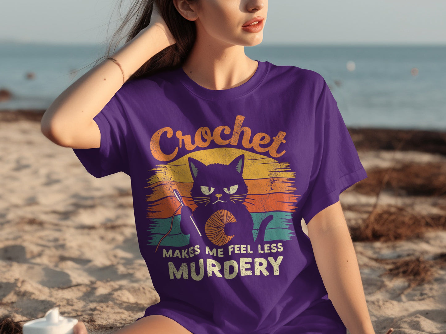 Crochet Makes Me Feel Less Murdery T-shirt
