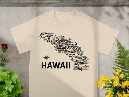 Hawaii Map Design Aloha State T-shirt